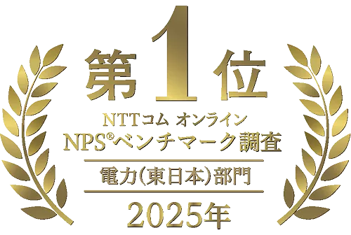 第1位NTTコム オンラインNPSベンチマーク調査 電力（東日本）部門 2025年