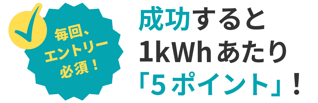 毎回、エントリー必須!成功すると1kWhあたり「5ポイント」!