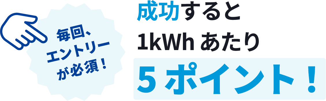 毎回、エントリー必須！成功すると1kWhあたり5ポイント！
