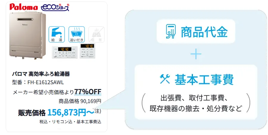 工事費込の販売価格表示