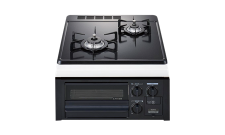 45cm幅・グレー・メタルトップ・ホーローごとく・レンジフード連動なし・グリルあり・無水片面焼グリル・ブラックフェイス