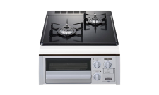 45cm幅・グレー・メタルトップ・ホーローごとく・レンジフード連動なし・グリルあり・無水片面焼グリル・シルバーフェイス