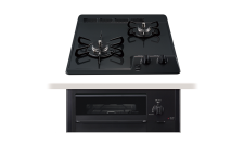 45cm幅・ニュートラルグレー・メタルトップ・ホーローごとく・レンジフード連動なし・グリルあり・無水片面焼グリル