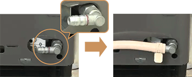 ガスソフトコードを赤い線までしっかり差し込んでから、ゴム管止めで固定してください。