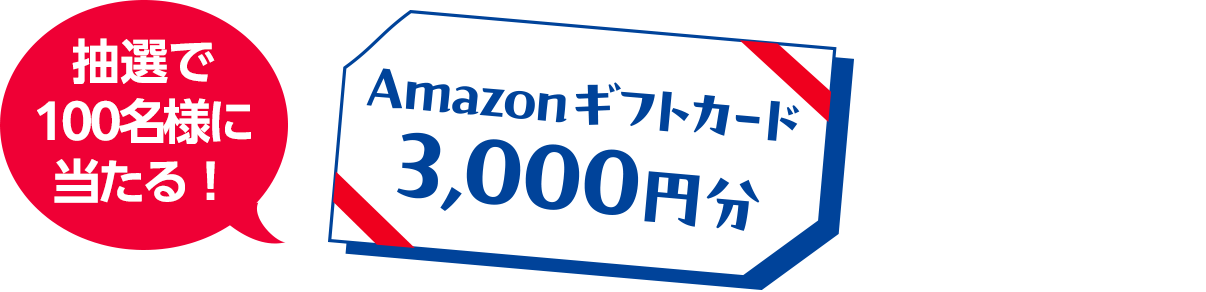 抽選で100名様に当たる! Amazonギフトカード3,000円分をプレゼント!