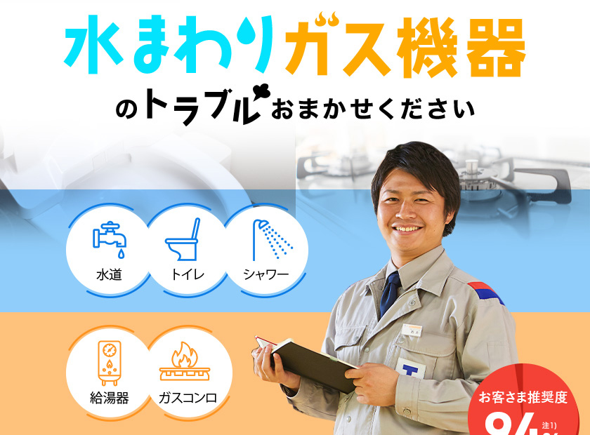 水まわりガス機器のトラブルおまかせください