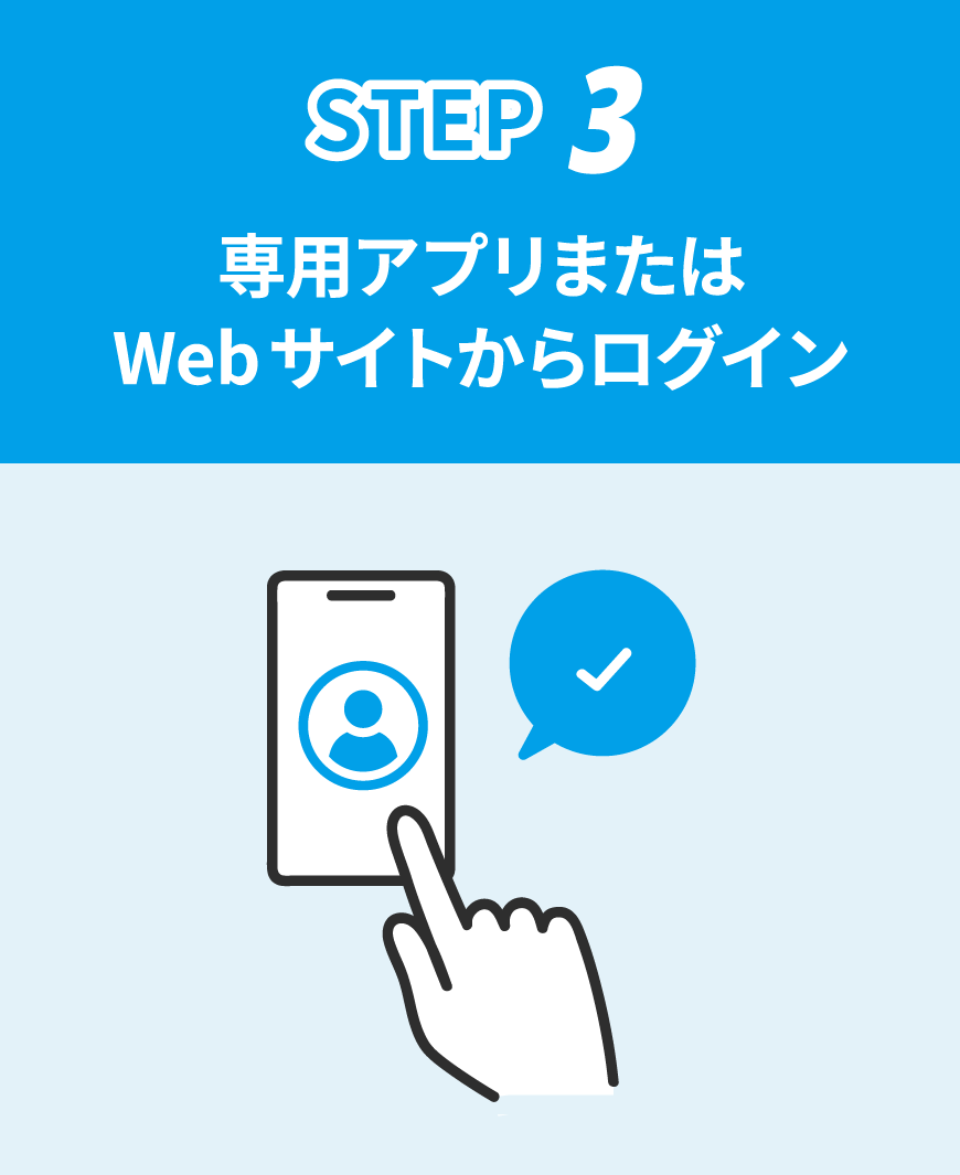 専用アプリまたはWebサイトにログイン