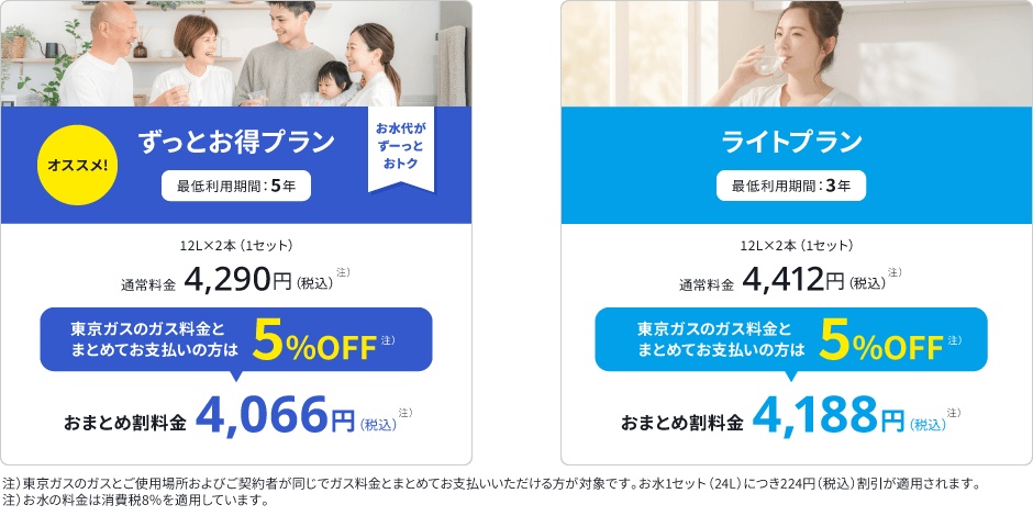 東京ガスのウォーターサーバーの料金プラン比較