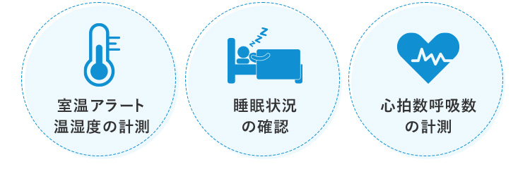 室温アラート 温湿度の計測 睡眠状況の確認 心拍数呼吸数の計測