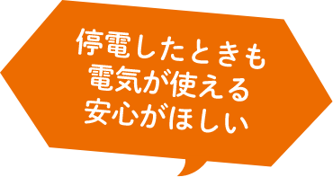 停電したときも電気が使える安心がほしい